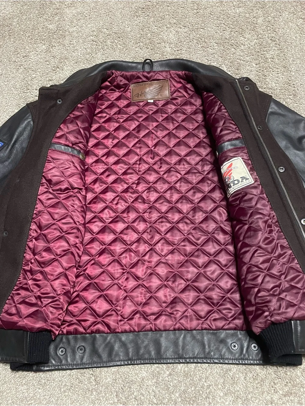 Vintage Honda Motorcycles Wool/Leather Varsity Jacket Men’s Large